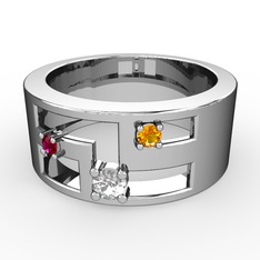 Valeda Alyans - Swarovski, rodolit garnet ve sitrin 18 ayar beyaz altın yüzük #1bg7rbc