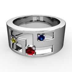 Valeda Alyans - Garnet, peridot ve lab safir 18 ayar beyaz altın yüzük #1bznusi