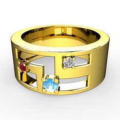 Valeda Alyans - Akuamarin, kök yakut ve swarovski 14 ayar altın yüzük #1coj8qo