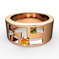 Valeda Alyans - Sitrin, swarovski ve peridot 18 ayar rose altın yüzük #1d3vb1q