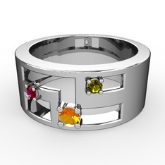 Valeda Alyans - Sitrin, rodolit garnet ve peridot 18 ayar beyaz altın yüzük #1dny4ne