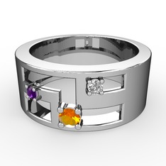 Valeda Alyans - Sitrin, ametist ve beyaz zirkon 925 ayar gümüş yüzük #1e0esai