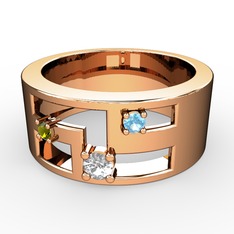 Valeda Alyans - Swarovski, peridot ve akuamarin 18 ayar rose altın yüzük #1g51a9u