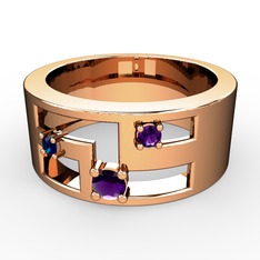 Valeda Alyans - Ametist ve lab safir 925 ayar rose altın kaplama gümüş yüzük #1h80xpt