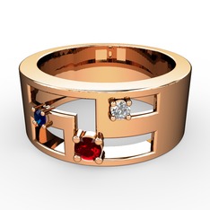 Valeda Alyans - Garnet, lab safir ve swarovski 14 ayar rose altın yüzük #1i8ztdr