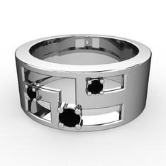 Valeda Alyans - Siyah zirkon 18 ayar beyaz altın yüzük #1jce5hp