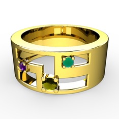 Valeda Alyans - Peridot, ametist ve kök zümrüt 18 ayar altın yüzük #1khq8qi