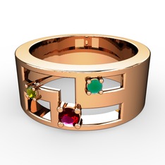 Valeda Alyans - Rodolit garnet, peridot ve kök zümrüt 14 ayar rose altın yüzük #1l0gia0