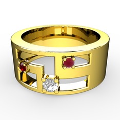 Valeda Alyans - Swarovski, garnet ve kök yakut 18 ayar altın yüzük #1oajy3s