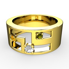 Valeda Alyans - Pırlanta, sitrin ve peridot 14 ayar altın yüzük (0.11 karat) #1opitpa