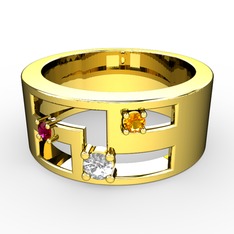 Valeda Alyans - Swarovski, rodolit garnet ve sitrin 18 ayar altın yüzük #1p1p09q