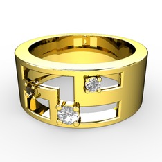 Valeda Alyans - Pırlanta, dumanlı kuvars ve swarovski 8 ayar altın yüzük (0.11 karat) #1p8p29h