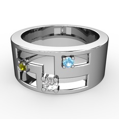 Valeda Alyans - Beyaz zirkon, peridot ve akuamarin 925 ayar gümüş yüzük #1qw44vc