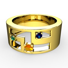 Valeda Alyans - Sitrin, yeşil kuvars ve lab safir 14 ayar altın yüzük #1raccyt