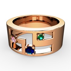 Valeda Alyans - Lab safir, pembe kuvars ve yeşil kuvars 8 ayar rose altın yüzük #1s2tox8