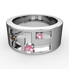 Valeda Alyans - Pembe kuvars ve dumanlı kuvars 925 ayar gümüş yüzük #1s3pgky