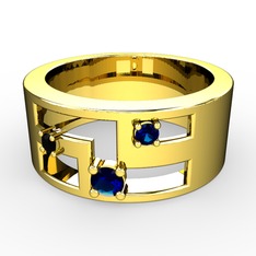 Valeda Alyans - Lab safir ve siyah zirkon 14 ayar altın yüzük #1sq4viq