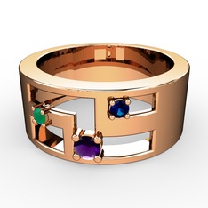 Valeda Alyans - Ametist, kök zümrüt ve lab safir 8 ayar rose altın yüzük #1t87f2f