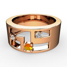 Valeda Alyans - Sitrin ve pırlanta 18 ayar rose altın yüzük (0.072 karat) #1tmlhs9