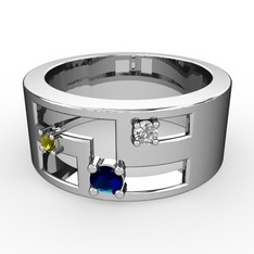 Valeda Alyans - Lab safir, peridot ve swarovski 14 ayar beyaz altın yüzük #1wgpjhs