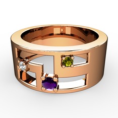 Valeda Alyans - Ametist, swarovski ve peridot 18 ayar rose altın yüzük #1y7y5s9