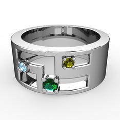 Valeda Alyans - Yeşil kuvars, akuamarin ve peridot 18 ayar beyaz altın yüzük #1z0ujwc