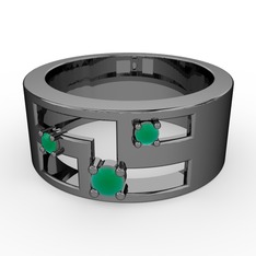 Valeda Alyans - Kök zümrüt 925 ayar siyah rodyum kaplama gümüş yüzük #4ad5yu