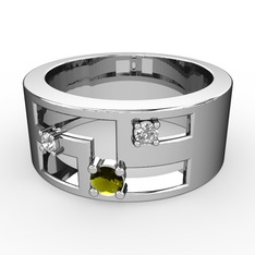 Valeda Alyans - Peridot ve beyaz zirkon 8 ayar beyaz altın yüzük #4crvcj