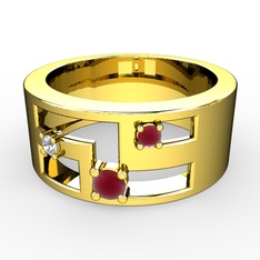 Valeda Alyans - Kök yakut ve pırlanta 18 ayar altın yüzük (0.036 karat) #4w31xe