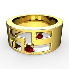 Garnet ve peridot 14 ayar altın yüzük