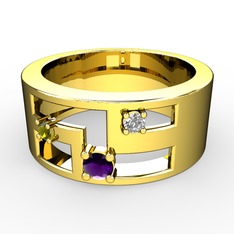 Valeda Alyans - Ametist, peridot ve swarovski 925 ayar altın kaplama gümüş yüzük #7klio2