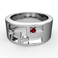 Valeda Alyans - Swarovski ve garnet 925 ayar gümüş yüzük #9adpir