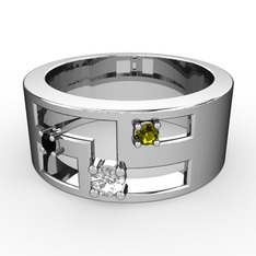 Valeda Alyans - Swarovski, siyah zirkon ve peridot 14 ayar beyaz altın yüzük #9hdw4h