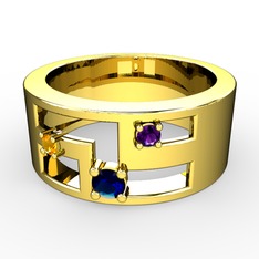 Valeda Alyans - Lab safir, sitrin ve ametist 14 ayar altın yüzük #9mi642