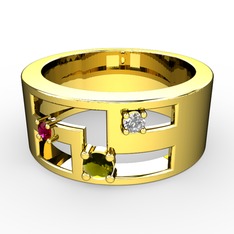 Valeda Alyans - Peridot, rodolit garnet ve swarovski 18 ayar altın yüzük #9q83y8