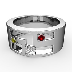 Valeda Alyans - Swarovski, peridot ve garnet 925 ayar gümüş yüzük #avcndt