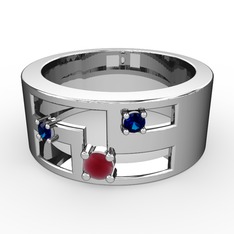 Valeda Alyans - Kök yakut ve lab safir 18 ayar beyaz altın yüzük #bcqcp