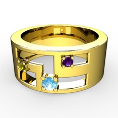 Valeda Alyans - Akuamarin, peridot ve ametist 18 ayar altın yüzük #cpmg77