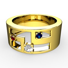 Valeda Alyans - Swarovski, garnet ve lab safir 925 ayar altın kaplama gümüş yüzük #crya9m