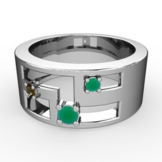 Valeda Alyans - Kök zümrüt ve dumanlı kuvars 925 ayar gümüş yüzük #cwhcgl