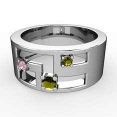 Valeda Alyans - Peridot ve pembe kuvars 925 ayar gümüş yüzük #dxfiwn