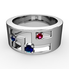 Valeda Alyans - Lab safir ve rodolit garnet 925 ayar gümüş yüzük #enrn85