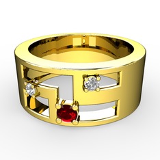 Valeda Alyans - Garnet, beyaz zirkon ve swarovski 14 ayar altın yüzük #ev4i2k