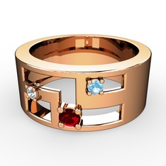 Valeda Alyans - Garnet, swarovski ve akuamarin 8 ayar rose altın yüzük #fcxwz9