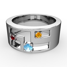 Valeda Alyans - Akuamarin, garnet ve sitrin 18 ayar beyaz altın yüzük #fh0cn6