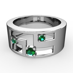 Valeda Alyans - Yeşil kuvars 14 ayar beyaz altın yüzük #fsgc4e