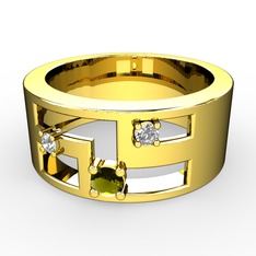 Valeda Alyans - Peridot, pırlanta ve swarovski 14 ayar altın yüzük (0.036 karat) #fuvnbo