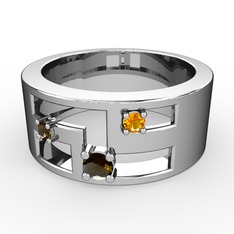 Valeda Alyans - Dumanlı kuvars ve sitrin 925 ayar gümüş yüzük #guu0g1