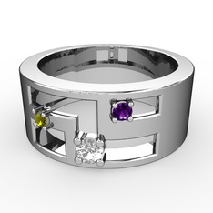 Valeda Alyans - Swarovski, peridot ve ametist 8 ayar beyaz altın yüzük #h0ytit