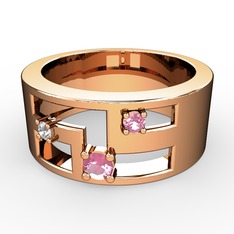 Valeda Alyans - Pembe kuvars ve swarovski 18 ayar rose altın yüzük #l4kk6p